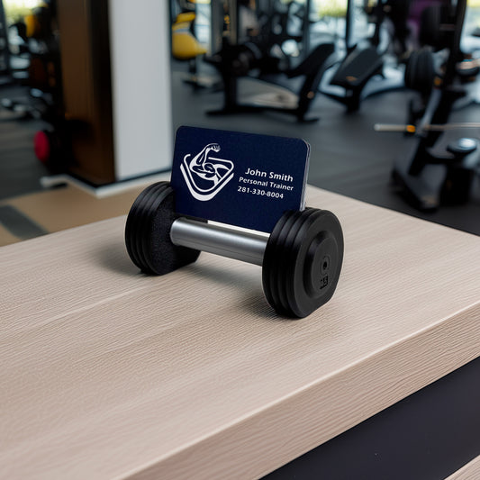 Old School Dumbbell Business Card Holder