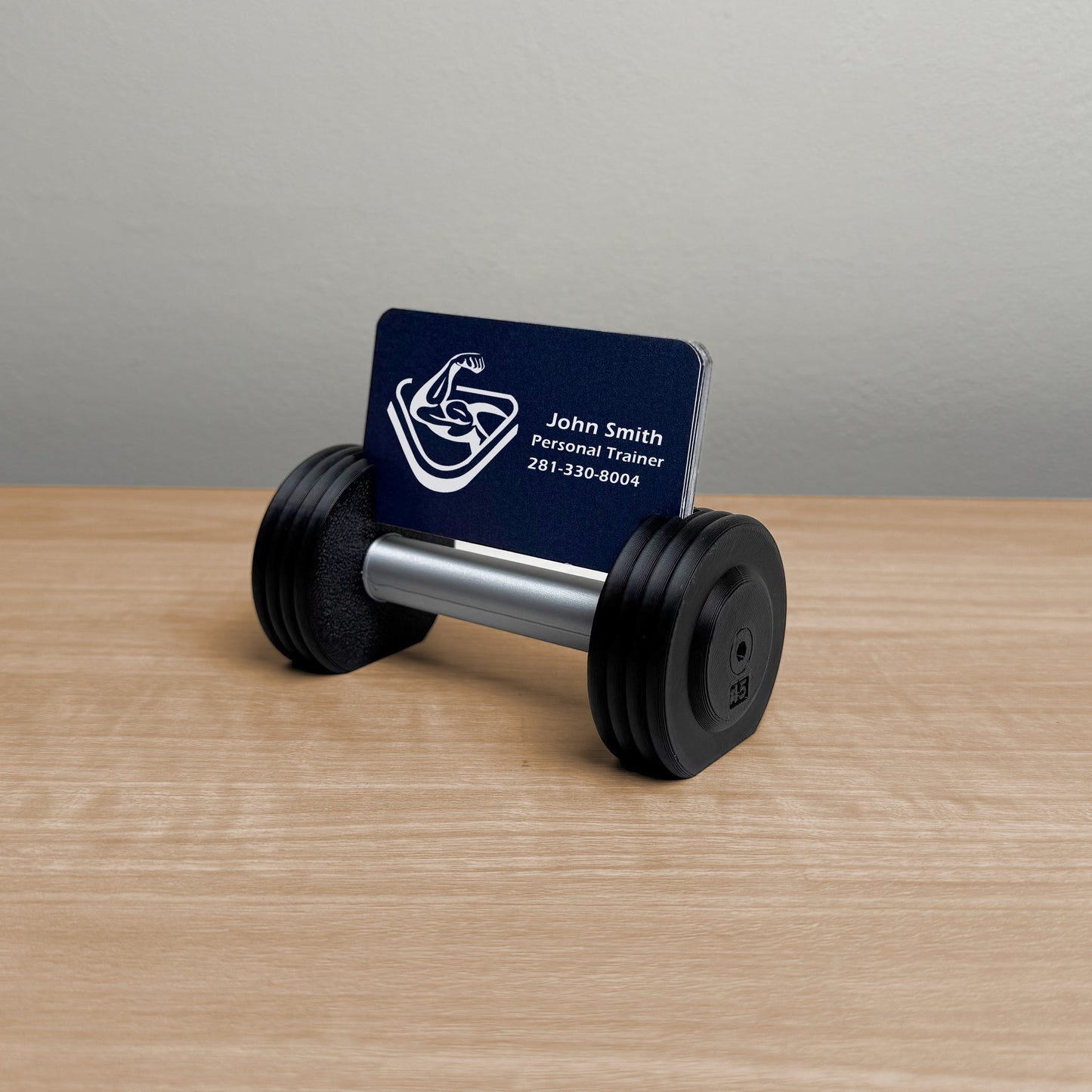 Old School Dumbbell Business Card Holder